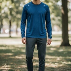 XERSION Men's Large  Blue Long Sleeve base layer Quick dry Waffle crew Shirt